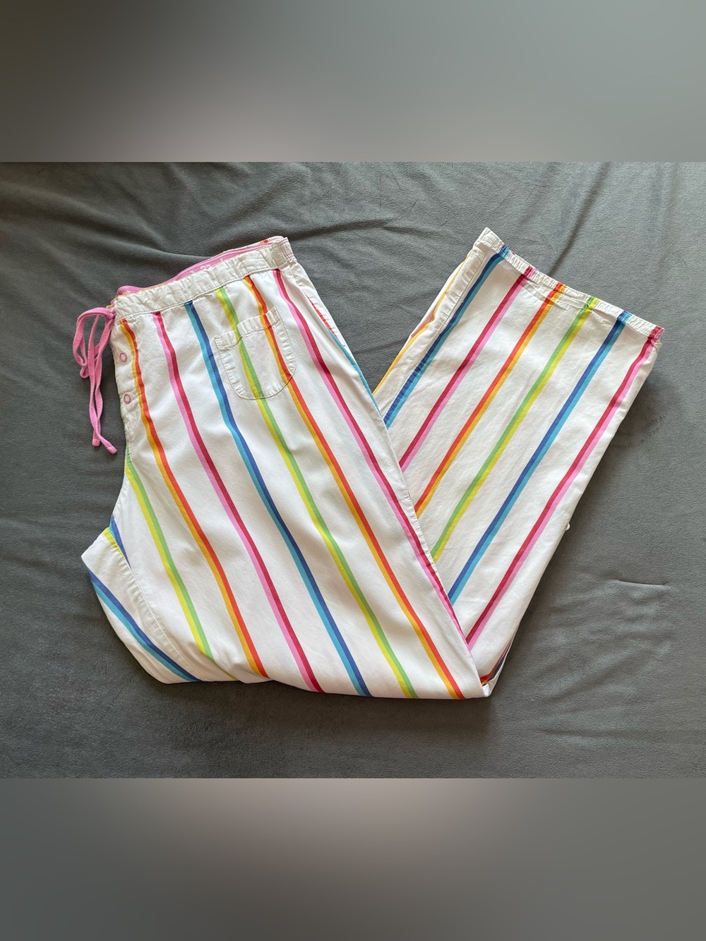 VINTAGE Y2K Victoria's Secret PINK Rainbow Stripe Convertible Pants- Large